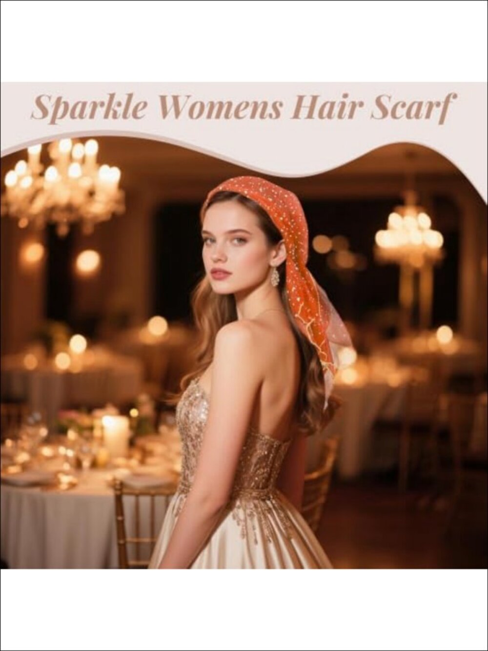 Sequin Head Scarf Large Sparkle Bandana Hair Wrap Women Party Costume - Picture 5 of 6